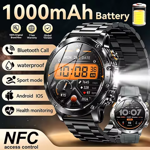 2025 New Military T-Rex 3 Ultra 1000mAh Battery Smart Watch 5ATM Waterproof Flashlight Heart Rate Sp