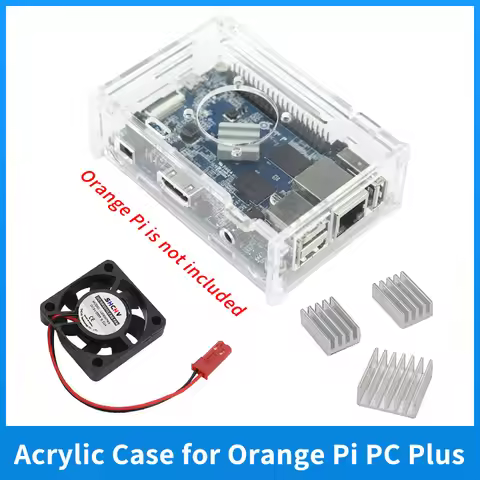Orange Pi PC Acrylic Case Transparent Shell Optional Fan Heat Sink 5V 3A Power Suplpy Protect Enclos