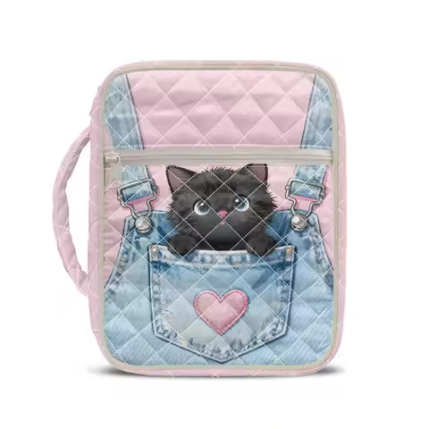Coloranimal Easy to Carry Quilted Bible Cover Quilted Bible Organizer Bag for Daily Life Women Cat O