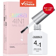 AILLSA Gel Nail Glue for Acrylic Nails, 4 in 1 Super Strong Nails Gel Glue for Fake Nail Tips, 15ML 