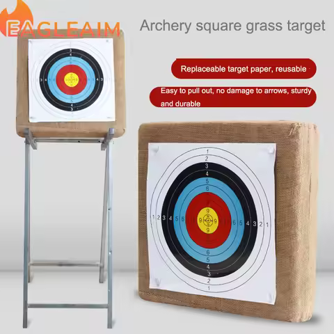 Archery Target Grass Square Target For Backyard - 20inch Bow Archery and Arrows Block Straw Target F