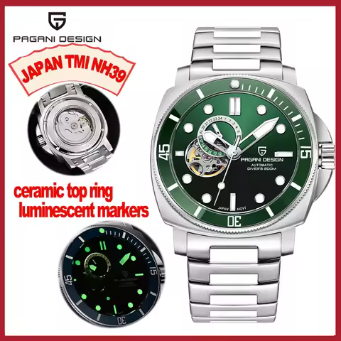 PAGANI DESIGN PD1736 Men's Mechanical Watch - Sapphire Crystal, Stainless Steel, Waterproof Stylish 