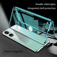OPPO Reno 8T 5G Magnetic Case Metal Double Sided Tempered Glass 360 Full Cover Hard Cases