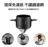 【黑色】無濾紙濾杯漏斗 免濾紙過濾漏斗 咖啡過濾器 不鏽鋼濾網 手沖咖啡濾網 咖啡壺