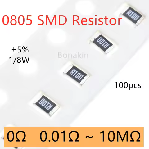 100pcs 0805 5% SMD Resistor 0R 4.7Ω 10 ohm 22R 100R 120R 200R 220R 300R 330R 470R 510R 1K 1.5K 2K 4.