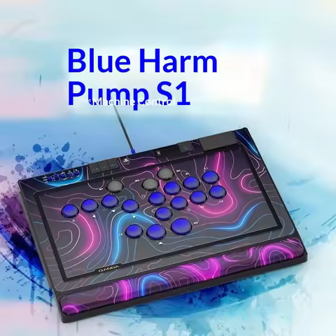 QANBA Sapphire S1 Arcade Controller for PS5, Cherry MX Silver, Hot-Swappable, Adjustable Stroke, RGB