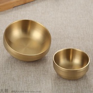 金色韓國碗304不銹鋼米飯碗湯碗醬料理泡菜碗南瓜拌飯甜品創意碗