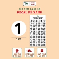 Set of 1200 In194 serial number stickers made of high quality blue base decal material, all numbers 