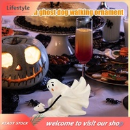 [Lifestyle] Halloween Decorations, Ghost Resin Figurine, Ghost Walking Dog Statue, Cute for Home, Be