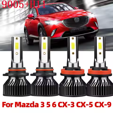 For 2009-2023 Mazda 3 For Mazda 5 6 CX-3 CX-5 CX-9 High Low Beam 4PCS Combo LED Headlight Bulbs 1800