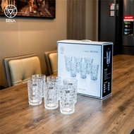 Set of 6 tall Van Caro glass cups 350ml SEKA FOR YOUR HEALTH SKT35S6 - Completely beautiful CNY, cla