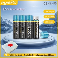 PUMPD 1.5V AA lithium-ion battery, USB port rechargeable battery