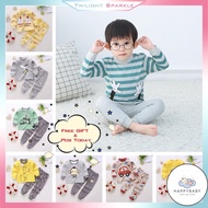 HB Baju Tidur Budak 0-5Y Cotton Girl Boy Pajamas Long Sleeve Pyjamas Kids 2Pcs/Set