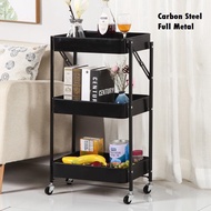 SG Home Mall 3 Tier Multi-functional Trolley / Foldable Metal Trolley / Rack / Kitchen Shelf Movable Storage Cart