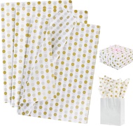 BEISHIDA 100 Sheets Pink and Gold Polka Dot Tissue Paper Polka Dot Wrapping Paper Tissue Paper for G