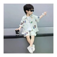 Boy Suit Children Cartoon Nezha Shirt Little Boy Short Sleeve Handsome