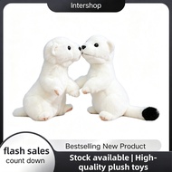 Cute White Weasel (Ermine/Stoat) Plush Toy, Soft Standing Ferret Stuffed Animal with Black
