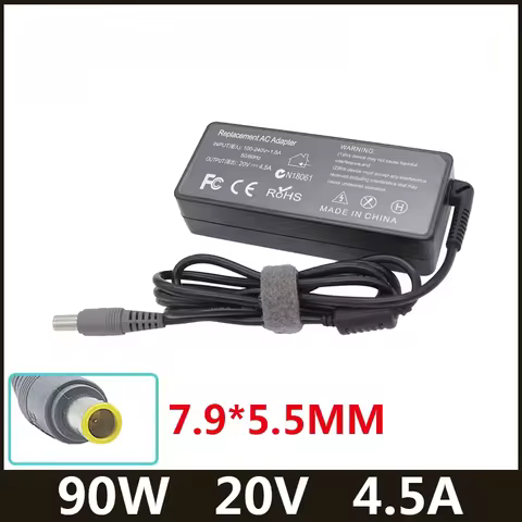 XMSJ For Lenovo Laptop Adapter 20V 4.5A 90W 7.9*5.5mm 8 Pin AC Charger for T6 R6 Z6 X6 X200 X300 300