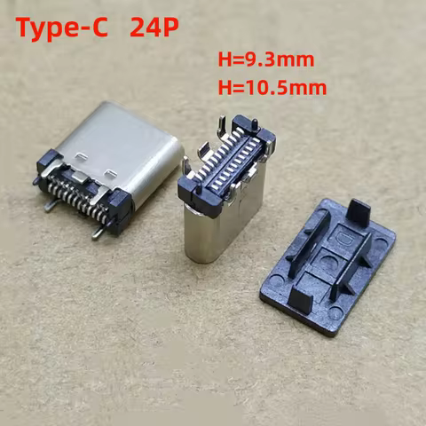 5 Pcs USB 3.1 Type C Connector 24 Pin Female Socket Receptacle Surface Mount Straight Vertical PCB S