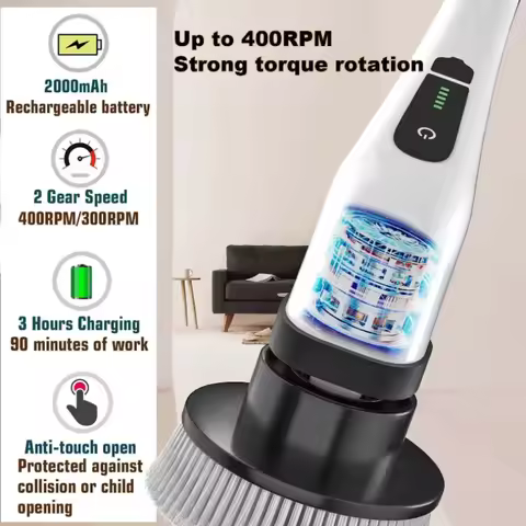 Cordless Spin Scrubber Electric Multipurpose Cleaning Brush for Kitchen Bathroom Toilet - Household 