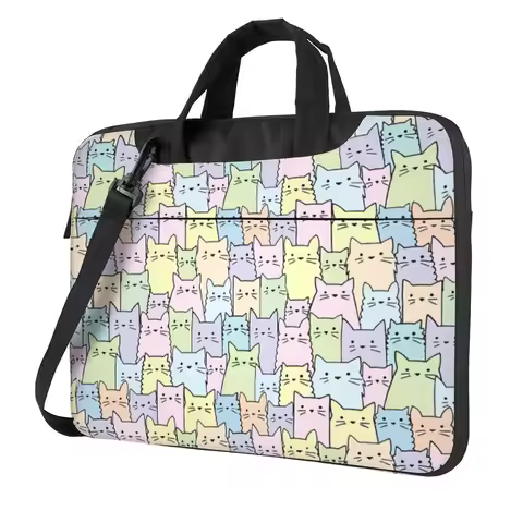 Silent Cats Pastel Laptop Sleeve44 Crossbody Laptop Bag Case Computer Bag Resistant Protective Noteb