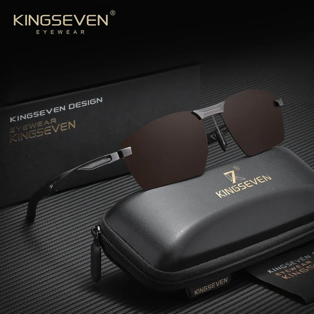 KINGSEVEN | KINGSEVEN Upgrade Fashion Mens Aluminum Sunglasses Polarized Rimless UV400 Polarized Gl