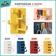 GANTUNGAN Wall Mounted Hanger 4 Hooks Multipurpose Rotating Hook Hanger 4 IN 1 Wall Mounted Kitchen 
