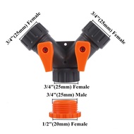 Hose Connector 1/2" 20mm * 3/4" 25mm Convert Double 3/4" 25mm Female thread Y Shape Shunt Valve Conn
