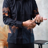 KEMEJA HITAM Men's Long Sleeve Batik Shirt | Modern Fit Men's Batik | Men's Batik - Black Batik, S