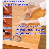 Custom Made  2.0mm PVC Table Mat Thick Clear Protective Table Alas meja Plastik Tebal Alas Meja Plas