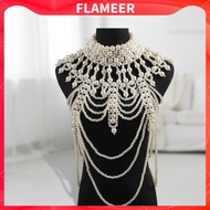 [FlameerMY] Pearl Body Chain Pendant Costume Multilayer Classic Jewelry for Beach, Swimsuit, Bridal 