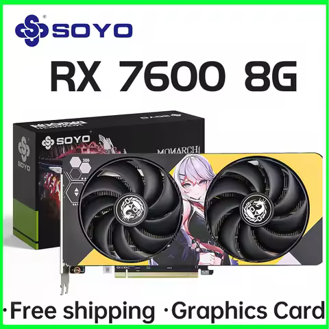 SOYO AMD RX7600 8GB Graphics Card GDDR6 128Bit 8Pin Radeon GPU RX 7600 Desktop Computer Components P