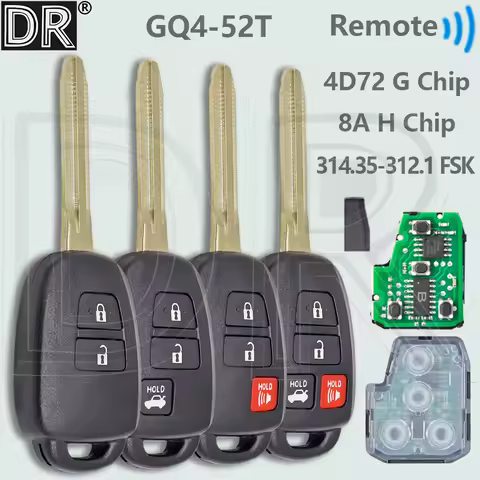 DR GQ4-52T 4D72 G/8A H Chip 314.3MHz Car Remote Key For Toyota RAV4 LE XLE Sequoia Highlander LE Pri