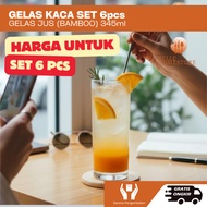CITINOVA BAMBOO GLASS GLASS H/B 345ml SET 6pc BELLE.HOMESTORE