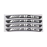 4pcs/Lot 3D AMG Logo Car Styling Badge Wheel Rim Emblem Sticker Black Silver Alloy for Mercedes Benz