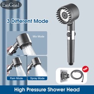 EsoGoal Bathroom Shower Head High Pressure Shower Head Sprayer Head Effluent Stainless Steel Panel 3 Mode Shower Head Adjustable Water Pressure One Button Stop/Start for Spa