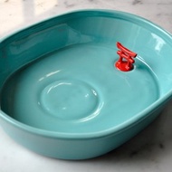陶瓷富士山防蟻碗配件 藍色水盤