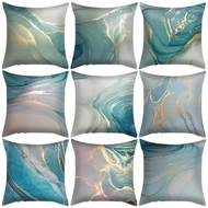 [Double Side] Sarung Bantal Sofa Nordic Green Marble Short Plush Home Decor Sofa Pillow Case 40x40/4