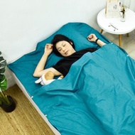 【台灣製造】加大版素色純棉便攜旅行床單/睡袋內套-孔雀藍