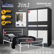 (siap pasang)MESRA - Bedroom Set Sliding door /Set Bilik Tidur/Almari Baju/Katil Queen/Bedroom Set/B