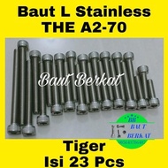 set baut L stainless blok mesin tiger baut mesin tiger set 23 pcs baut mesin set tiger L stainless b