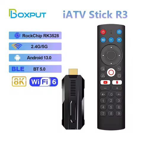 BOXPUT iATV R3 Smart TV Stick RK3528 Chip USB Android 13 2.4G5G Dual WiFi BT Media Player 8K TV Fire