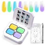 Gradient Painting Gel 9 Colors Ombre Gel with 100Pcs Nail Sponges & 4 Claws Metal Grabber Sponging f