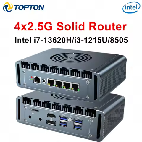Topton Solid Firewall Mini PC with Fan Intel i7 i5 i3 8505 J6412 J5005 6305 4x i226 2.5G LAN pfSense