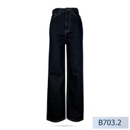 Niyom jeans รุ่น B703.2 กางเกงผู้หญิง ทรงกระบอก สียีนส์เข้ม Dark Jeans ผ้าไม่ยืด