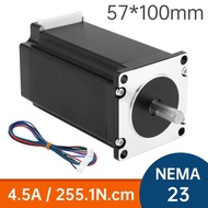 Nema 23 Stepper Motor 100mm Body 255.1N.cm(361.2oz.in) 4.5A 8mm-Shaft 2-Phase 4-Wire 1.8-Deg for DIY