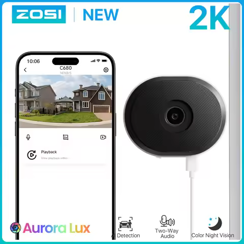 ZOSI C680 2K Window Security Camera Full Color Night Vision 3MP Indoor Plug-in WiFi Surveillance Cam