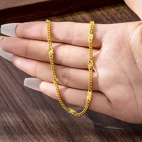 Luxury 24K 9999 Pure Gold real gold Women's Necklace