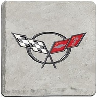 C5, C6, C7, C8 Corvette Logo Stone Tile Coasters (Individual) 4"x 4" - Officially Licensed by GM (C5