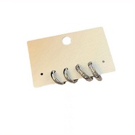 TEMU เซ็ตต่างหูห่วงสแตนเลส 4 ชิ้น ประดับด้วยคริสตัลเซอร์โคเนียสวยหรู เหมาะสำหรับผู้หญิงและ Egirls สไ